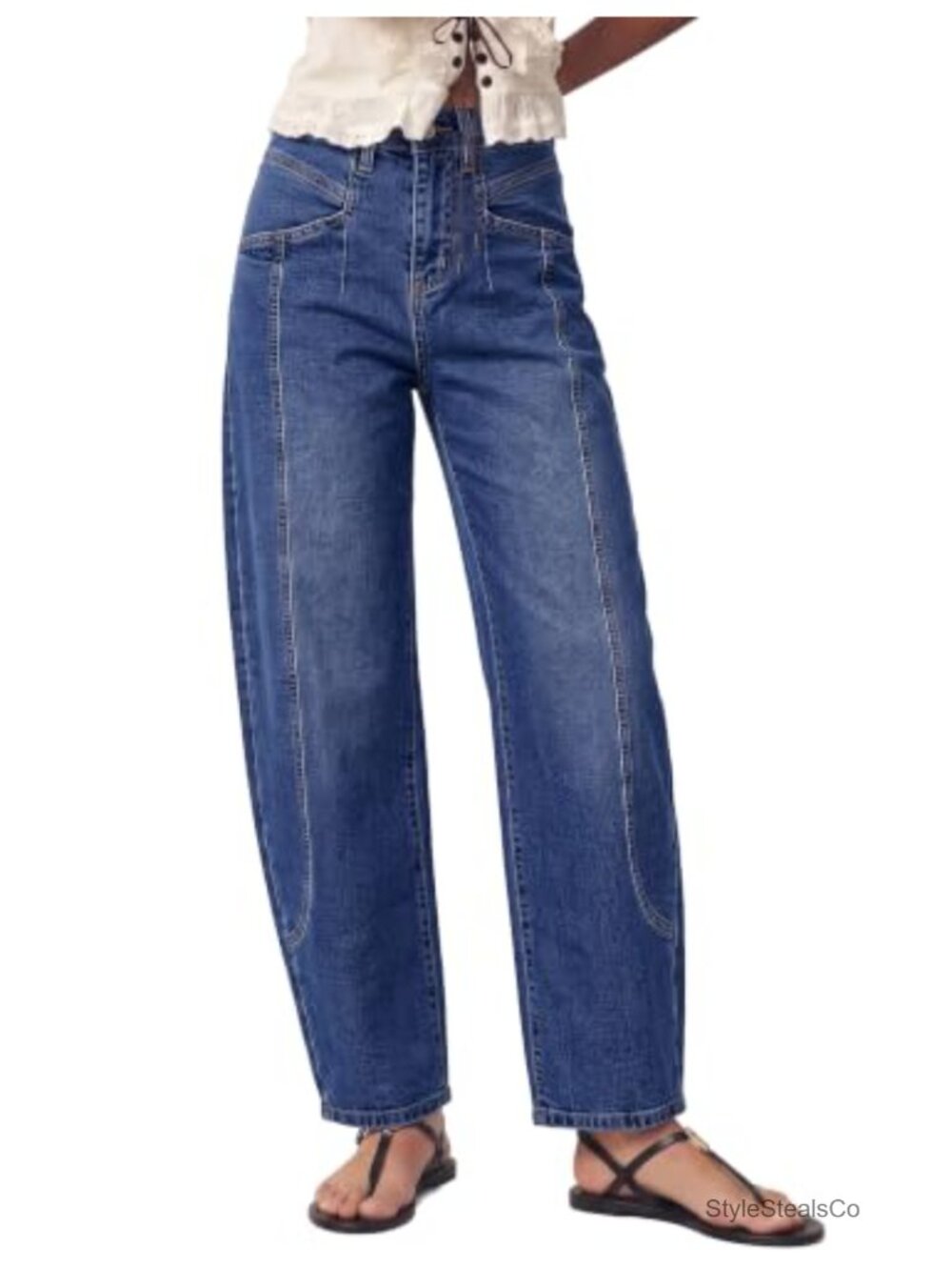 Barrel Jeans Women High Waisted Stretchy Ankle Denim Pants
